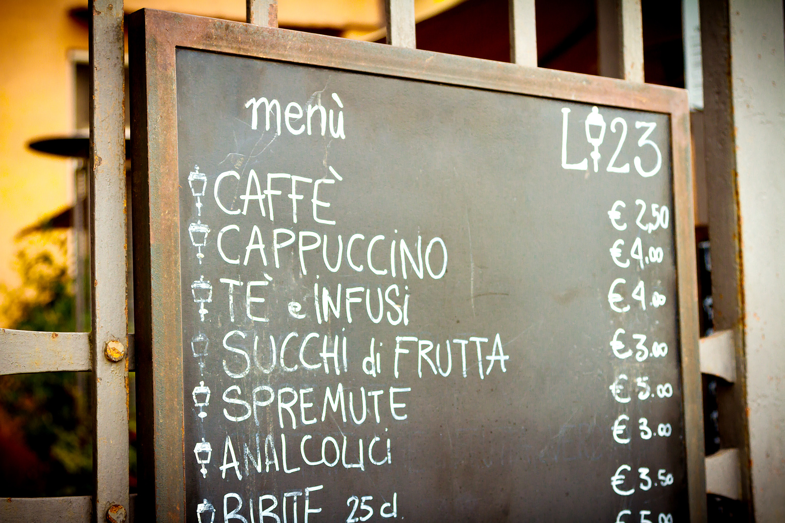 Italian Coffee Shop Menu Board